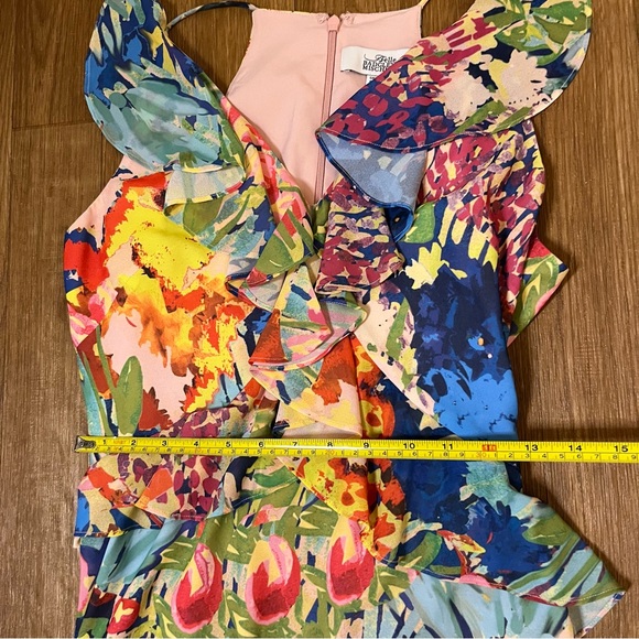 NWOT Badgley Mischka Vibrant Floral Midi Ruffle Dress - Picture 12 of 14